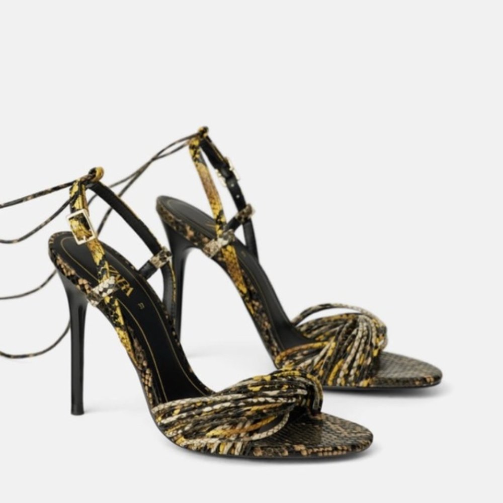 ZARA Unique elegant snake high heel strappy SZ 6.5